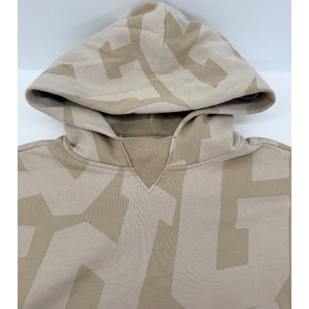 Gap Teen Hoodie Youth 12 Beige Logo‎ Print Pullover Fleece Kids